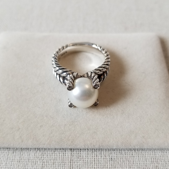 DAVID YURMAN Cable Pearl Diamonds Earrings & Ring - Picture 2 of 6